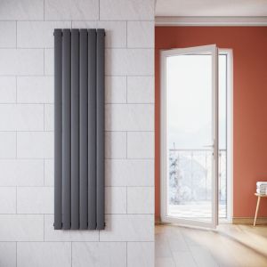 Radiateur eau chaude en acier Conception murale Vertical Tube plat Radiateur chauffage central 1800x465mm Panneau Unique Anthracite (804W) - Sonni