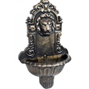 Le Poisson Qui Jardine - Tête de Lion Fontaine : décoration murale extérieure, aspect cuivre - Cuivre