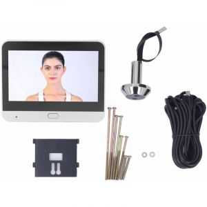 Cam&eacute;ra judas sans fil 1080P, interphone &agrave; Vision nocturne &agrave; 120 degr&eacute;s, visionneuse de porte num&eacute;rique avec moniteur couleur de 4.3 pouces