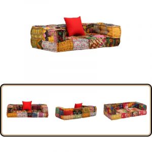 Vidaxl - Pouf modulaire à 2 places Patchwork Tissu - Canapé Modular - Pouf - Décoration Intérieure - Coussin Chaise - Couchage Pliable