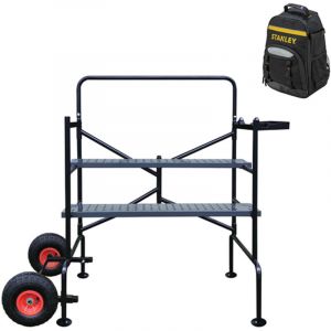 Echafaudage jardin - Hauteur de travail de 2.33 &agrave; 2.85m - 2 roues &Oslash; 250mm - Plateau 1,13x0,20m + Sac &agrave; dos de chantier - 2400880-SAC