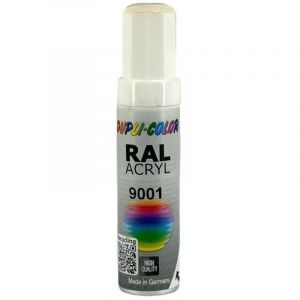 Stylo de retouche peinture acrylique - Blanc cr&egrave;me - RAL 9001 - Brillant - Tous supports - Duplicolor
