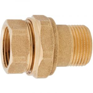Un raccord union 3 pi&egrave;ces laiton joint plat 26x34