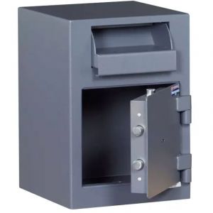 TECHNOMAX - Coffre fort de d&eacute;p&ocirc;t de fonds &agrave; trappe &agrave; cl&eacute; double panneton, 2 p&ecirc;nes, 50 L, 48,9x34,2x38,1