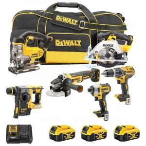 Dewalt - DSET1 DCS391N + DCS331N + DCG405N + DCD796N + DCF887N + DCH273N - 6 ensemble d'outils électriques 18V xr - fournit avec 3 batteries 5.0 ah,