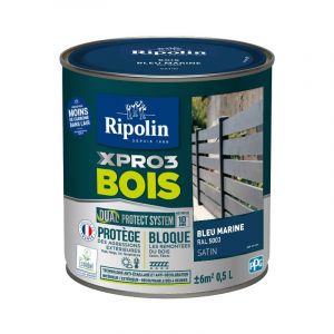 Ripolin - Peinture pour Bois Intérieur et Extérieur - Satin - 0,5L - bleu marine ral 5003
