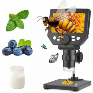 Microscope Numérique 4,3 Pouces HD 1000X 10MP Caméra 8 Lumières LED USB Professionnel Microscope Électronique Portable pour Réparation de