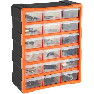Organisateur Bo&icirc;te &agrave; outils de rangement 18 Tiroirs en Plastique,Casier &agrave; vis outils Armoire d&rsquo;assortiment- 38x16x46.5cm - S&ucirc;r Non toxique