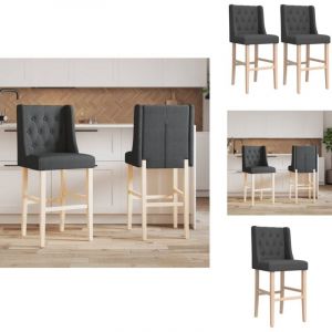 Vidaxl - Chaises de bar lot de 2 bois massif d'hévéa et tissu - Chaise De Bar - Tabouret De Bar - Meubles De Salle à Manger - Chaises Design