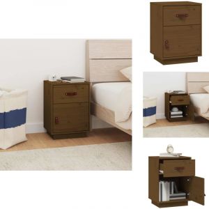 Table de chevet Marron miel 40x34x55 cm Bois de pin solide - Table De Chevet - Meuble De Chambre - Commode - Nuit - Bois Massif