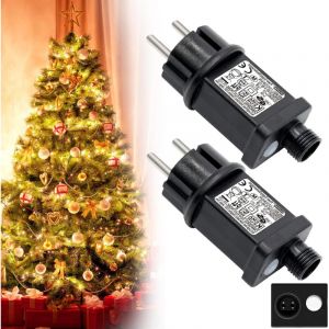 31V 6W Clignoteur Pour Guirlande, 2 Pi&egrave;ce Transformateur Pour Guirlande Lumineuse Led, Adaptateur Lumineuse Exterieure Avec 8 Modes, &eacute;tanche Ip44