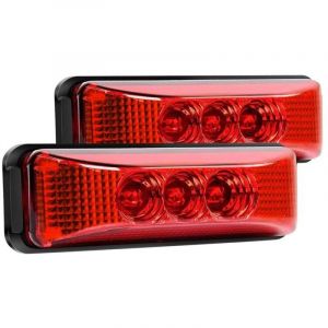 Lot de 2 feux de gabarit lat&eacute;raux avant et arri&egrave;re &agrave; 3 LED rouges pour camion et remorque, 3,9 pouces, feux de gabarit, feux de roche, &eacute;tanches,