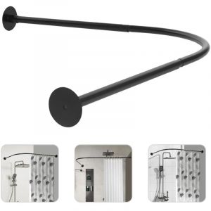 Tringle &agrave; rideau de douche en L, 90-130x90-130cm, Tringle d'angle de rideau de douche r&eacute;glable, tringle de douche pour baignoire de salle de bain,