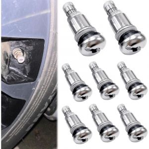 AHLSEN Lot de 8 valves métalliques pour jantes en aluminium, valve de pneu de voiture, 42 mm x 17 mm, valve de pneu TR525, valve de pneu en métal,