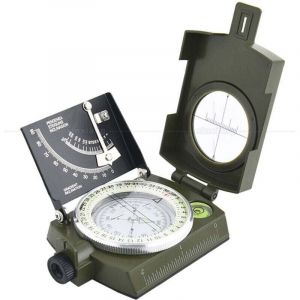 Boussole Militaire Professionnelle, Boussole Imperm&eacute;able IP65 en M&eacute;tal Compas de Vis&eacute;e Fluorescent Equip&eacute; de Clinom&egrave;tre avec Sac de Transport pour