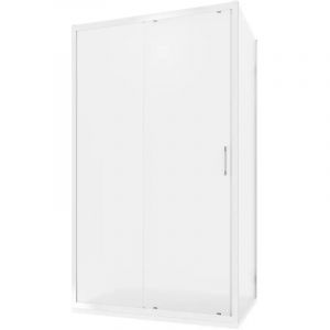 Cabine de douche 70x140 cm Porte coulissante et paroi fixe Profil&eacute;s en aluminium chrom&eacute; Verre tremp&eacute; 6mm opaque avec traitement Easy-clean h198