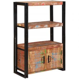 Biblioth&egrave;que avec portes Marron Bois Recycl&eacute; Massif et M&eacute;tal vidaXL