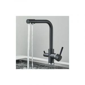 Zamery - Robinet Cuisine avec Douchette noir 3 Voies Pivotant à 360°, Mitigeur Cuisine 3 Voies, Robinet Évier Cuisine Eau Potable, Robinet Cuisine