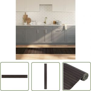 The Living Store - Tapis rectangulaire marron fonc&eacute; 60x500 cm bambou - Tapis En Bambou - Tapis Design - Tapis Salon - Tapis Chambre - Tapis Naturel