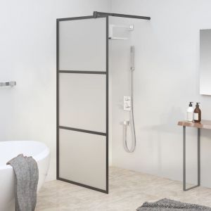 Paroi de douche &Eacute;cran de douche Paroi fixe 80x195 cm Verre ESG d&eacute;poli Noir CVW43427