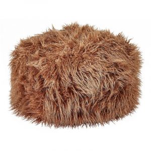 Beliani - Pouf en Fausse Fourrure Perles eps Rembourr&eacute; Motif Uni Carr&eacute; Marron Tukki