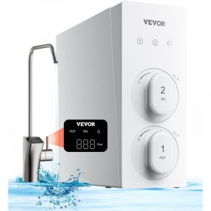 VEVOR Systeme deosmose inverse 8 etapes, filtre a eau a osmose inverse sous evier, sans reservoir, 600 GPD, avec robinet deaffichage intelligent, 2:1