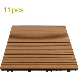 Yongqing - Pack dalle de terrasse 1m² bois composite modular (11 pièces 30 x 30 cm) - l: 30 cm - l: 30 cm - Terre cuite