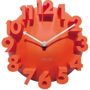 Horloge Murale Moderne 3D Num&eacute;rique Rond Quartz Orange D&eacute;cor Bureau Domicile Contemporain
