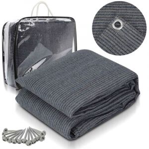 Auvent tapis &eacute;tanche camping tapis tente sol ext&eacute;rieur tente b&acirc;che pique-nique couverture caravane - Gris - 250x400cm - Swanew