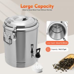R&eacute;cipient de maintien au chaud, seau de 20l, en acier inoxydable, distributeur de boissons froides, seau isotherme en acier inoxydable,