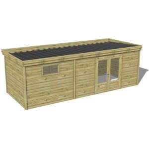 Abri Français - abri de jardin bois traité 27mm, 7,4x2,6m, 20m2
