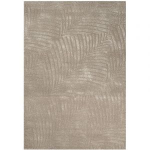 Tara - Tapis de salon à relief Palmier couleur uni beige 80x150cm