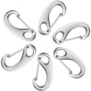 6 Pcs Mousqueton Escalade Mousqueton a Ressort en Acier Inoxydable Charge Maximale 100 KG pour Hamac Balan&ccedil;oire Camping Randonn&eacute;e Ext&eacute;rieur - Argent