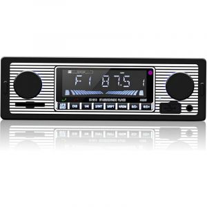 Autoradio Bluetooth, Vintage Poste Radio Voiture Bluetooth 4x60W Lecteur MP3 avec T&eacute;l&eacute;commande Supporte USB/AUX