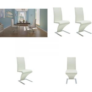 Vidaxl - Chaises à manger lot de 2 blanc similicuir - Chaise De Salle à Manger - Chaise Design - Chaise Blanche - Chaise En Simili Cuir - Chaise