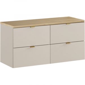 Meuble sous-vasque 120cm plan de toilette Azel Cachemire et Bois