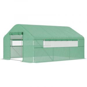 Outsunny - Serre de jardin 12 m² - serre tunnel 4 x 3 x 2 m porte 2 grandes fenêtres enroulables maillées acier galvanisé pe blanc