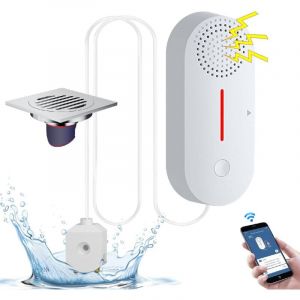 Sunxury - Detecteur de Fuite d'eau WiFi, Detecteur de Niveau d'eau, Detecteur Eau 100dB, Détecteur d'eau Capteur D'alarme d'eau sans Fil,