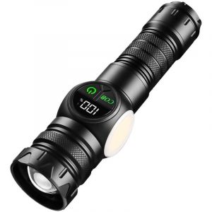 Lampe Torche LED Ultra Puissante, Lampe Torche Rechargeable 500000 Lumens, Lampe Torche Aimant&eacute;e Avec Affichage LCD De La Puissance, Feux Lat&eacute;raux