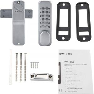 Serrure &agrave; Code M&eacute;canique avec Poign&eacute;e Verrou de Porte D'entr&eacute;e en Alliage de Zinc-Argent sans Cl&eacute; Combinaison avec CSerrure &agrave; Code Levier par Mot de