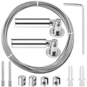 C&acirc;ble en Acier Inoxydable 5m &ndash; Kit Tringle &agrave; Rideaux avec Fixation pour Rideau de Douche C&acirc;ble pour Rideau Antirouille + Accessoires Inclus