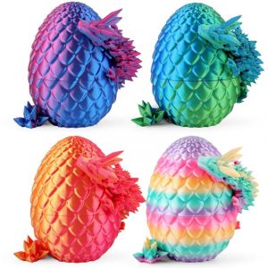 &OElig;ufs de dragon imprim&eacute;s en 3D de 20 cm, myst&eacute;rieux &oelig;ufs de dragon en cristal pour garnir les paniers de P&acirc;ques (lot de 4)