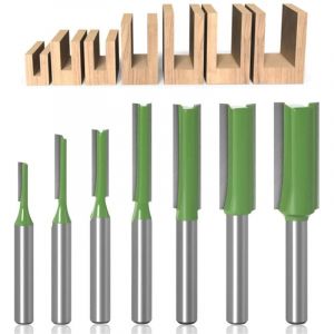 Lntyq - 7 Pièces Fraise Droite Defonceuse, 6 mm Queue Fraise Defonceuse, Mèches Carbide Router Bits, pour Bois Carbure de TungstèNe Outil de Travail