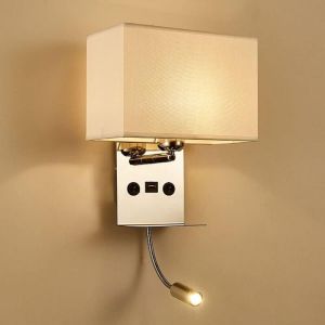 Applique Murale Int&eacute;rieure avec Flexible led Liseuse, Applique de Chevet avec Port usb Applique et &Eacute;tag&egrave;re, Lampe Murale de Chambre &agrave; Coucher avec