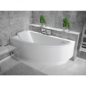 Badland - Baignoire Bain d'angle 150x70 Gauche avec tablier en acrylique, Siphon de bain et pieds (support) - Set 4en1 - Fabriqu&eacute; en ue praktika