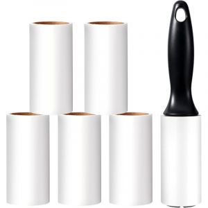 Rouleau Poils Animaux, 1 Poign&eacute;es + 6 Rouleaux Feuilles Adh&eacute;sives, Rouleau Adhesif Vetement, Lint Roller pour V&ecirc;Tements, Cheveux, Canap&eacute;, Lit, Poils