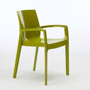 Chaise polypropyl&egrave;ne empilable avec accoudoirs salle &agrave; manger Cream Grand Soleil - Anis vert
