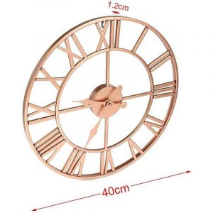 Horloge murale romaine silencieuse 40cm M&eacute;tal, Rose or et cuivre ajour&eacute;, d&eacute;coration de la maison, Design Simple du salon
