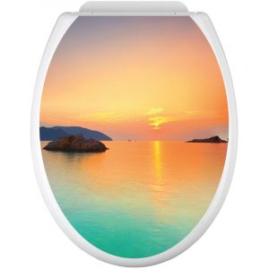 Stickers Abattant wc - Vue Mer - 35x43 cm - Adh&eacute;sif brillant