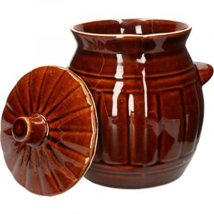 KOTARBAU Pot de fermentation en argile 2,7 litres - Pot &agrave; concombre en gr&egrave;s pour fermentation avec couvercle